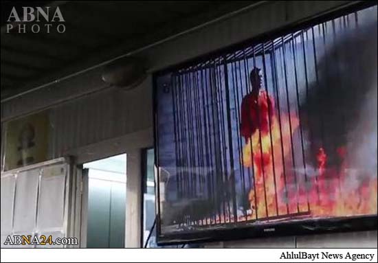 داعش سوزاندن خلبان اردنی را به نمایش عمومی گذاشت + تصاویر
