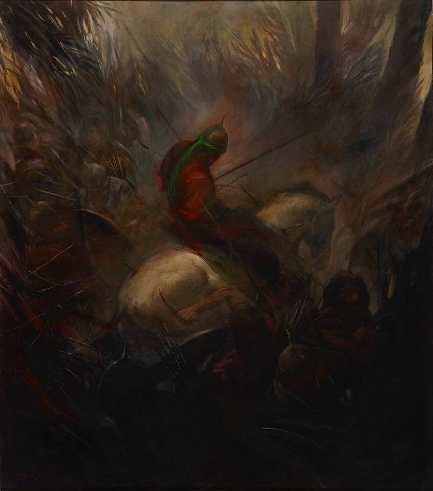 نقاشی حسن روح الامین ، امام حسین علیه السلام روز عاشورا