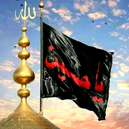 پرچم زیبای حرم اباعبدالله الحسین (علیه السلام) در اربعین